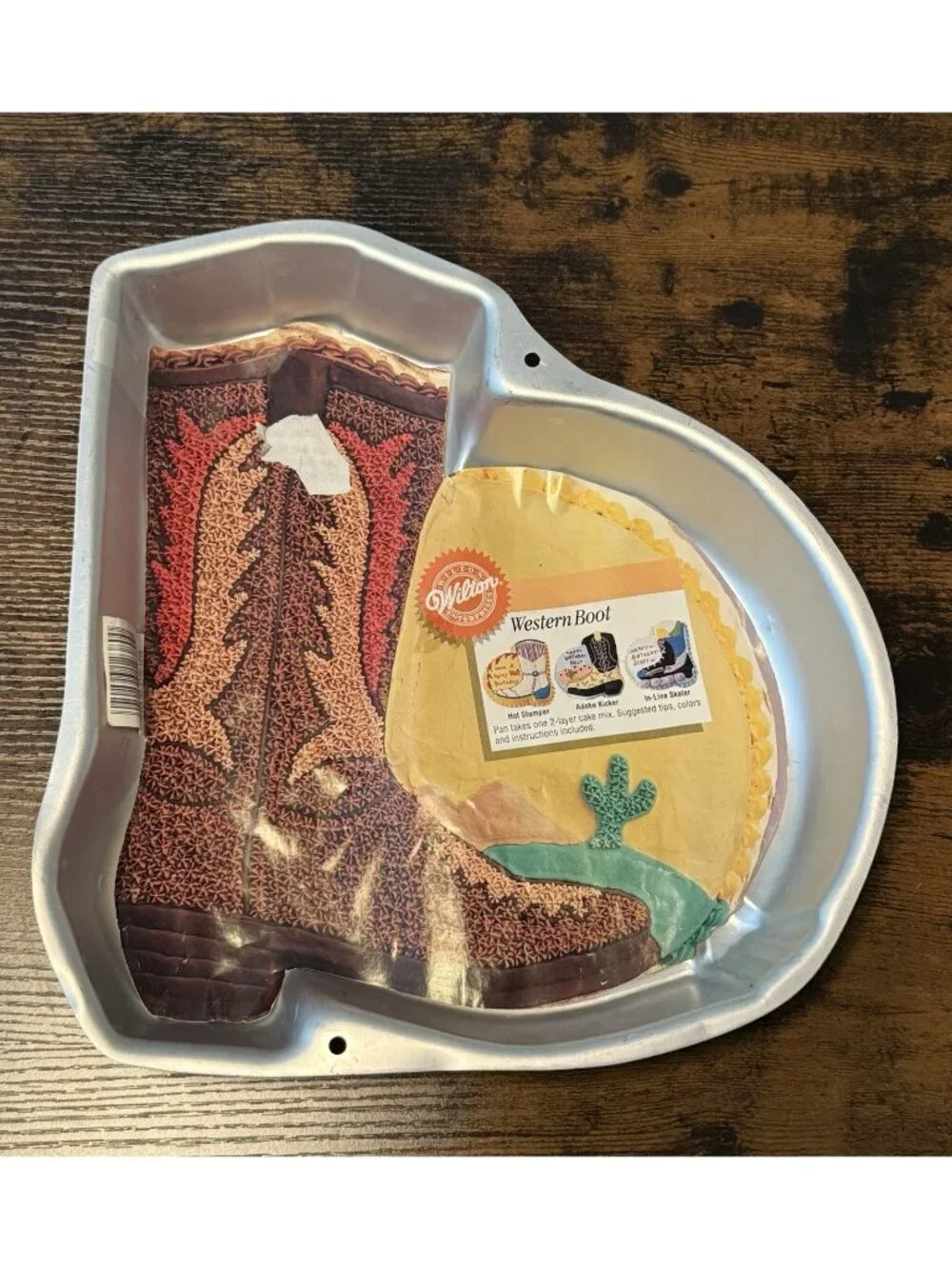 Wilton Cowboy Boot Cake Pan 2105-1238 Skate RARE 1995 Country Western Cactus NEW
